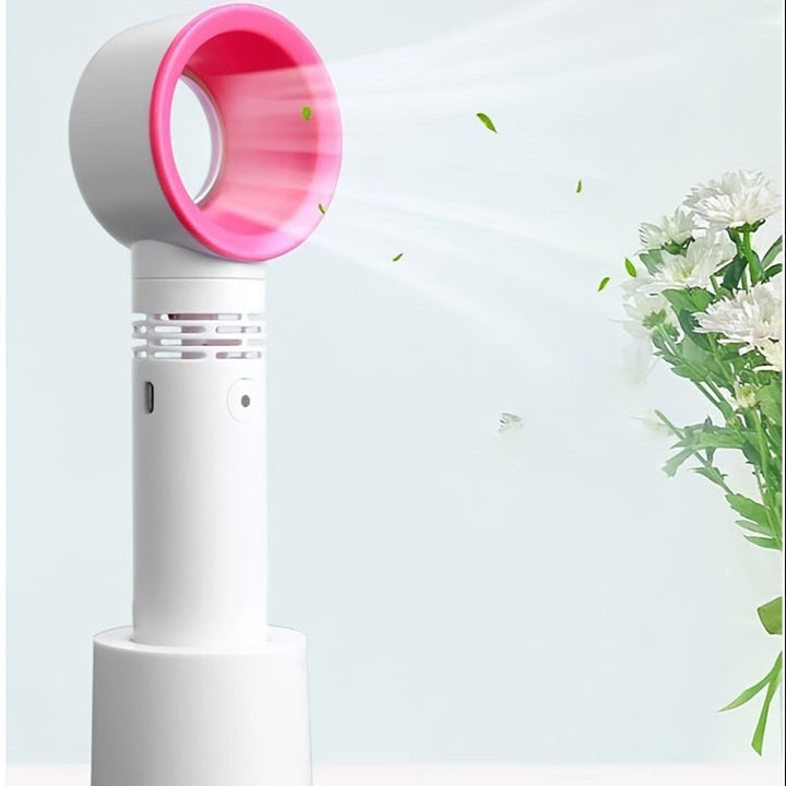 1 Stück USB wiederaufladbarer bladeless Handheld Ventilator - Tragbarer mini Tischventilator mit 3 Geschwindigkeiten für Reisen, Camping, Büro und Raumnutzung | Karnz