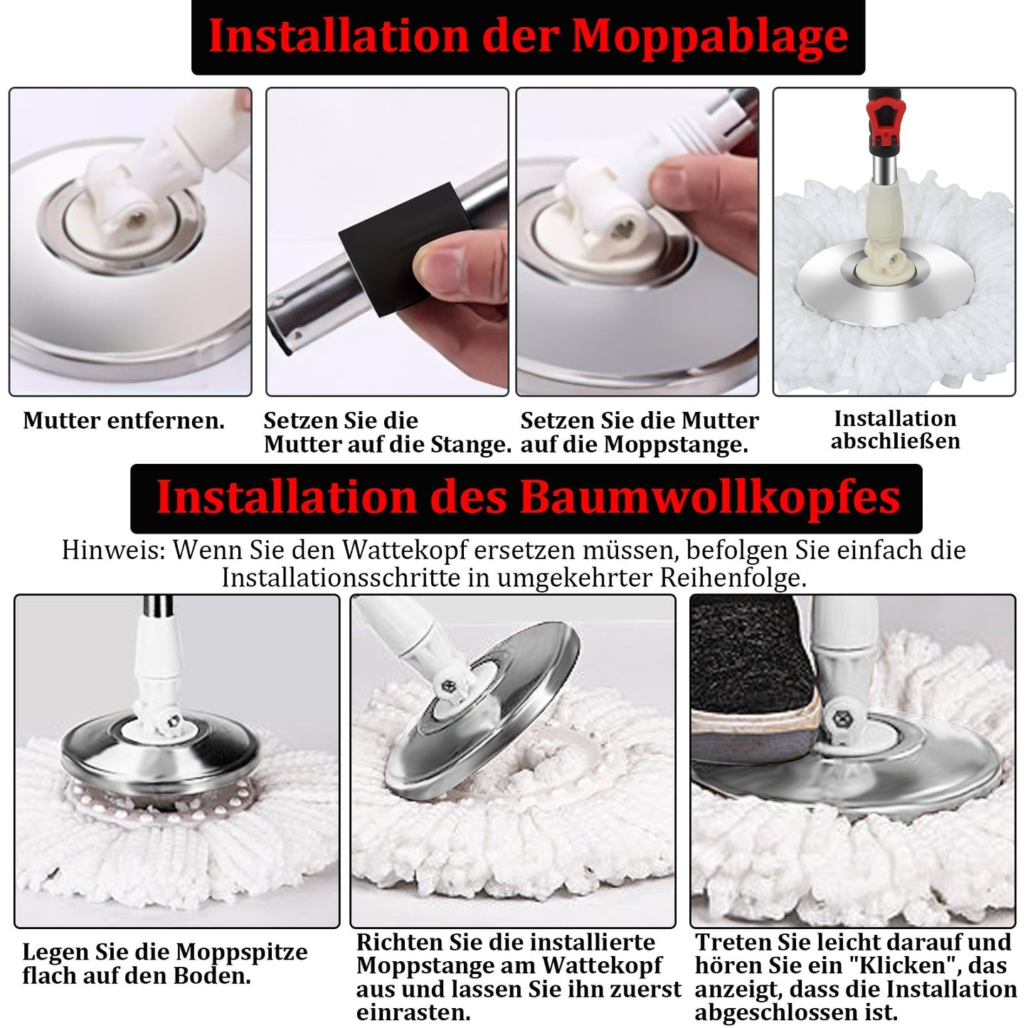 Wischmop Set Bodenwischer mit Eimer | Karnz