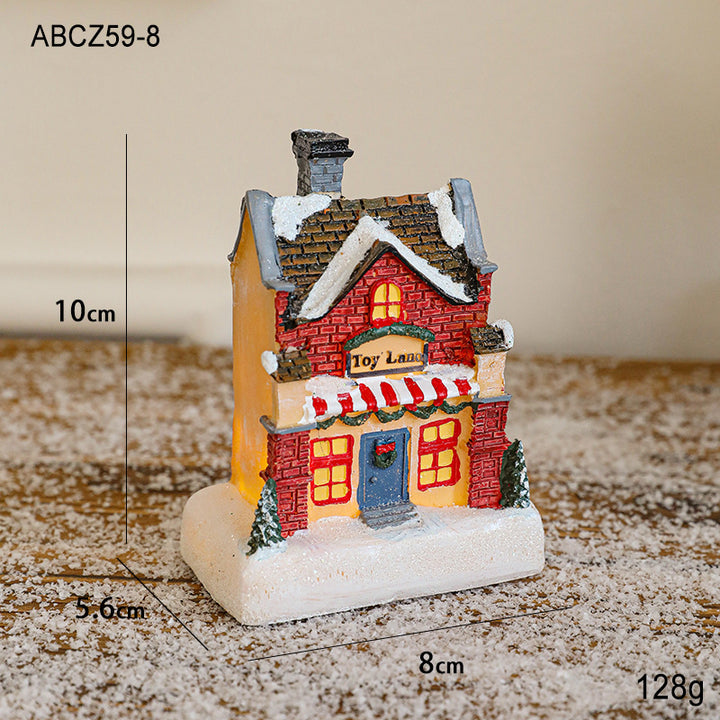 Beleuchtetes Weihnachtshaus aus Kunstharz