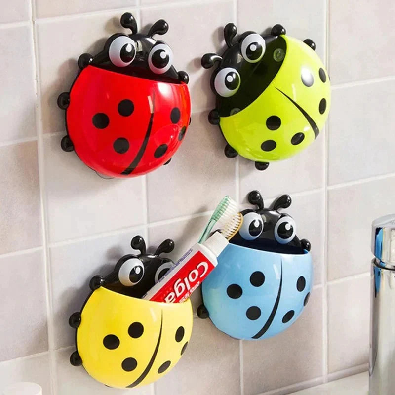 Kreativ Süß Cartoon Marienkäfer Wand Zahnbürste Zahnpasta Halter Schüssel