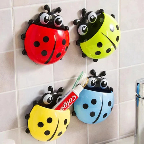 Kreativ Süß Cartoon Marienkäfer Wand Zahnbürste Zahnpasta Halter Schüssel