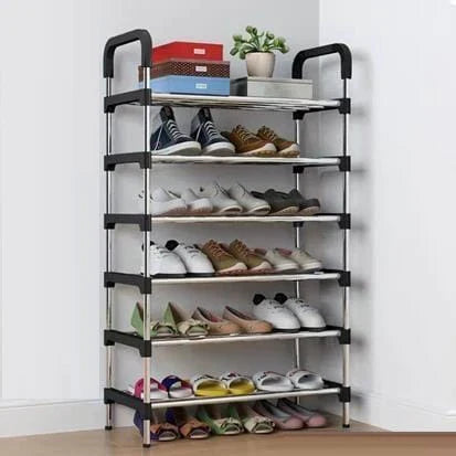 6 Schichten Schuhregal Stahl - Hochwertiger Karnz