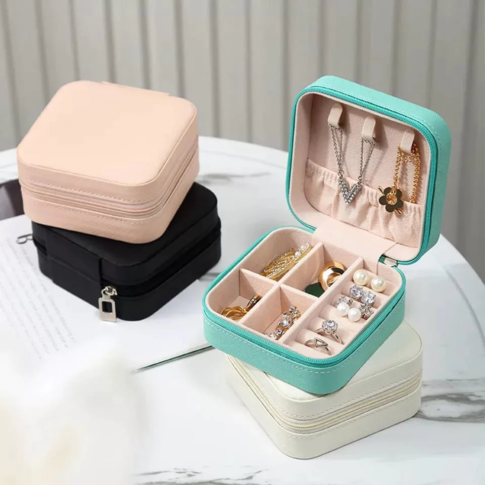 Tragbare Schmuckbox Organisator Reise Schmuck Aufbewahrungskoffer für Ohrringe Halskette Karnz