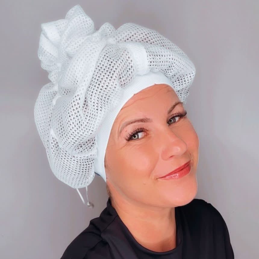 Netz-Plopphaube für lockiges Haar – Frizz-freie Trockenhaube