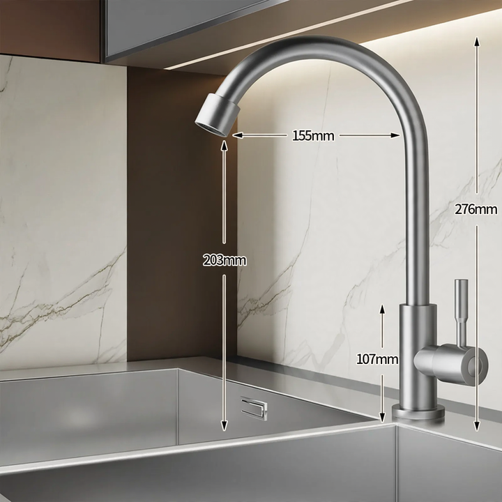Edelstahl-Wasserhahn für Küche, Misch- oder Kaltwasser