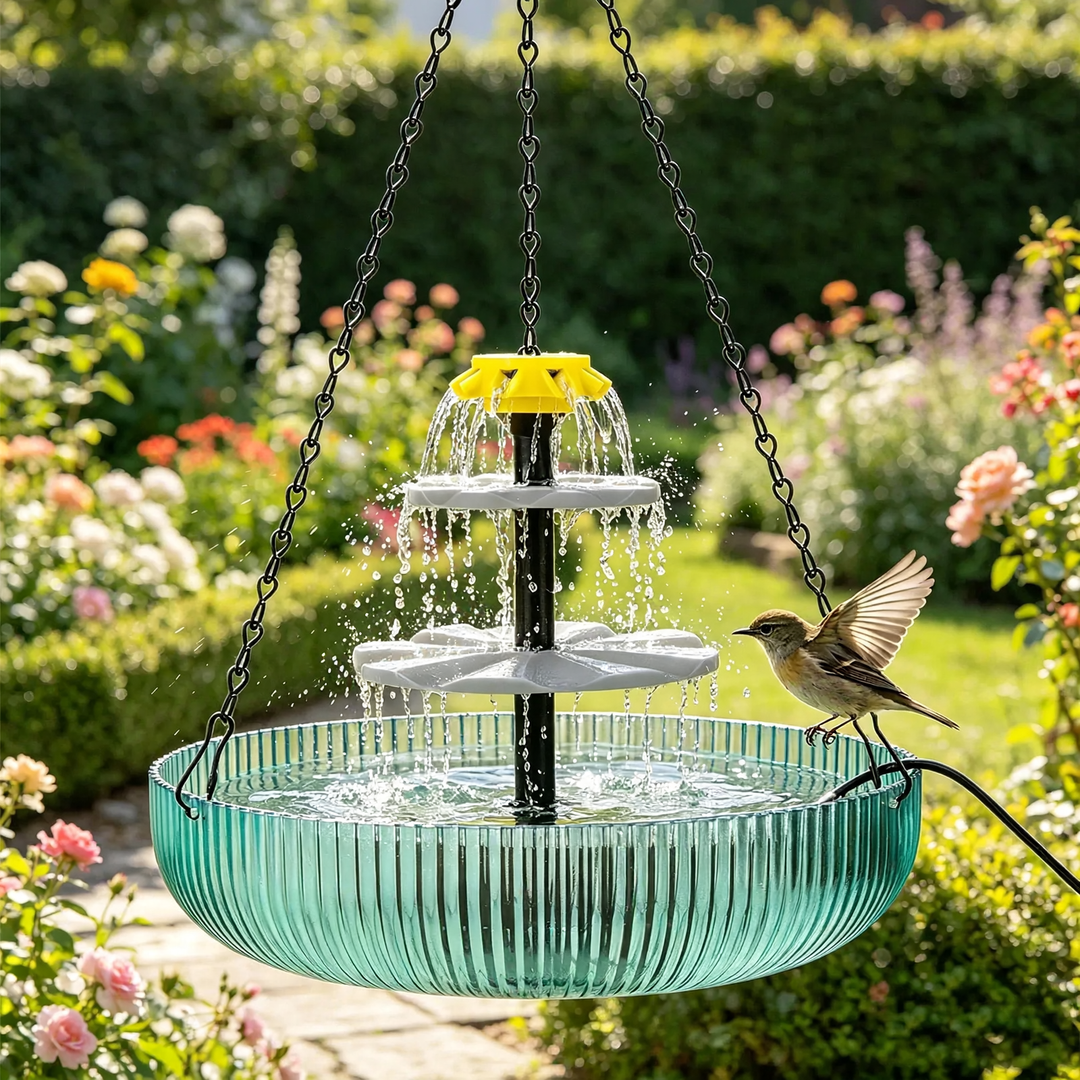 Solar-Vogeltränke mit Kaskaden-Design