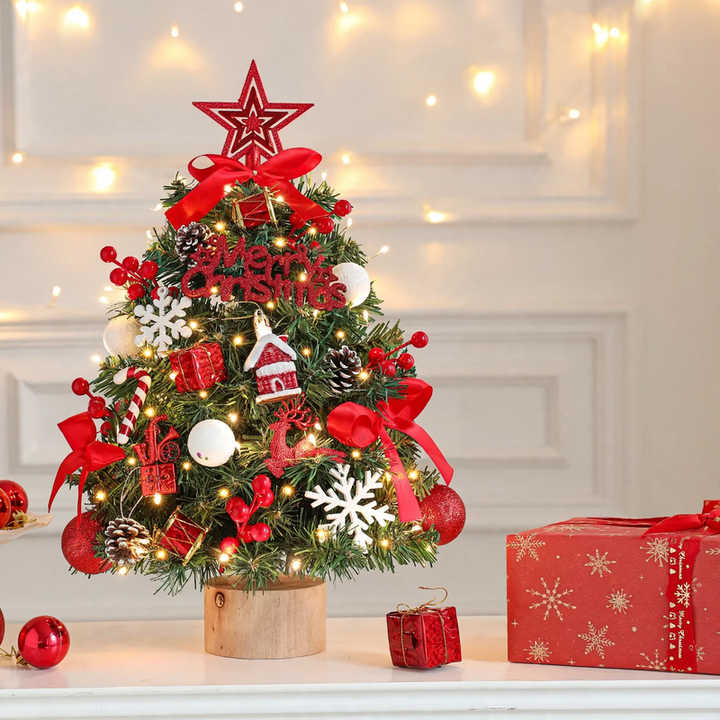 Dekorativer Tisch-Weihnachtsbaum mit Holzständer