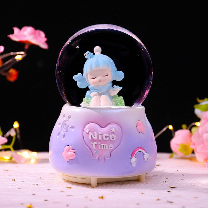 Dekorative Spieluhr mit Karussell und Schneeeffekt