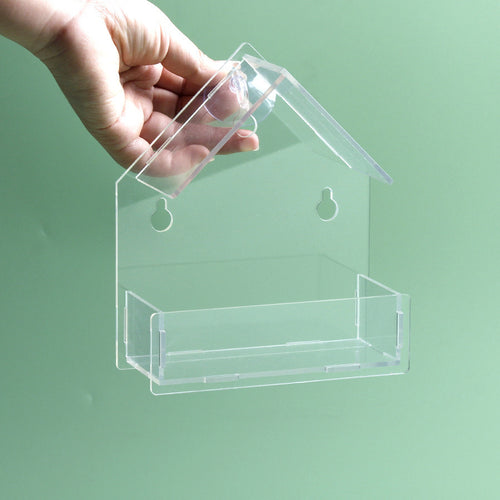 Transparenter Acryl-Vogel-Futterspender mit Saugnapf