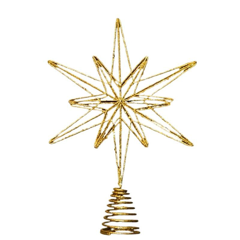 Beleuchteter Weihnachtsbaum-Stern aus Eisen, 25x33 cm