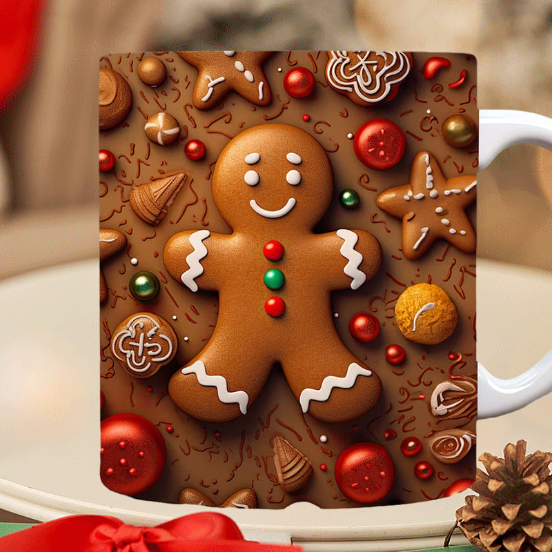 3D Weihnachts-Gingerman Keramik Kaffeetasse | Karnz