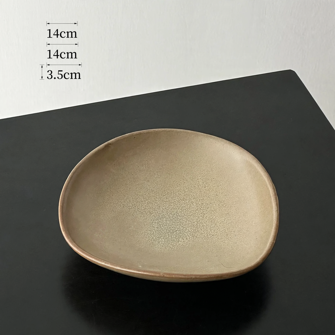 Runder Kunststofftablett, Creme und Schwarz