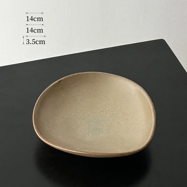 Runder Kunststofftablett, Creme und Schwarz