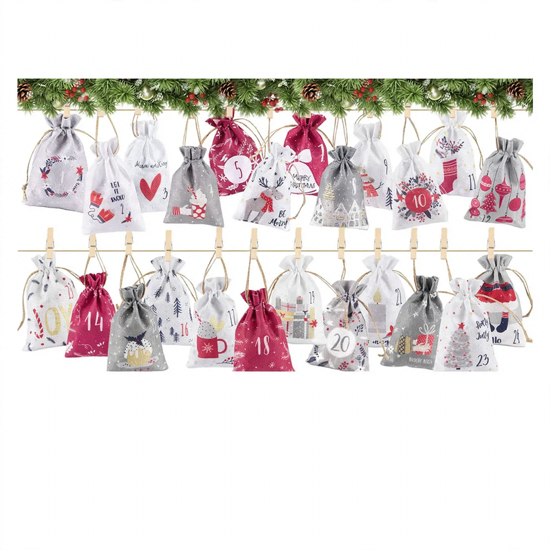 Weihnachts-Jutebeutel mit Kordelzug
