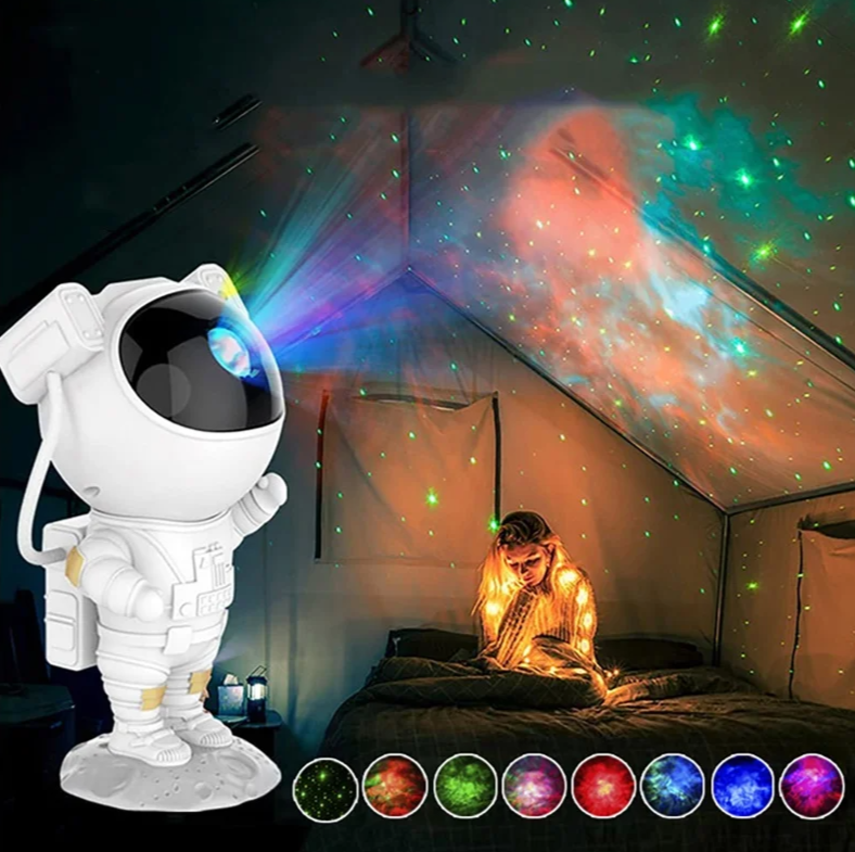 Astronaut Nachtlicht Projektor – LED Sternenhimmel Projektor für Kinderzimmer, Beruhigendes Nachtlicht mit Galaxie- und Weltraumprojektion, Dimmbar und Einstellbar | Karnz
