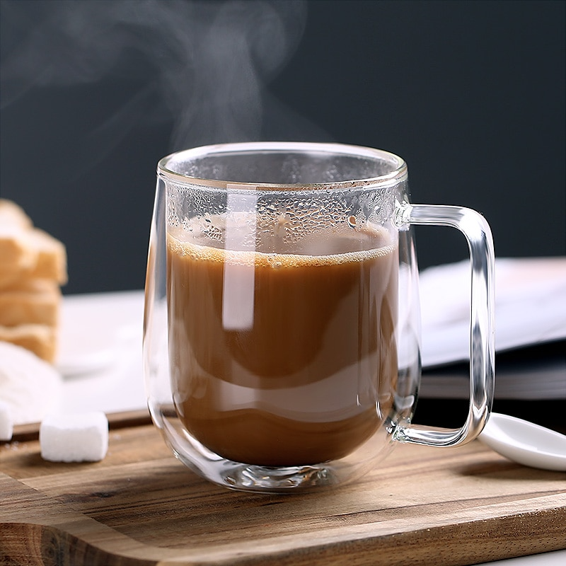 Handgefertigte doppelte thermisch isolierte Glas-Tasse