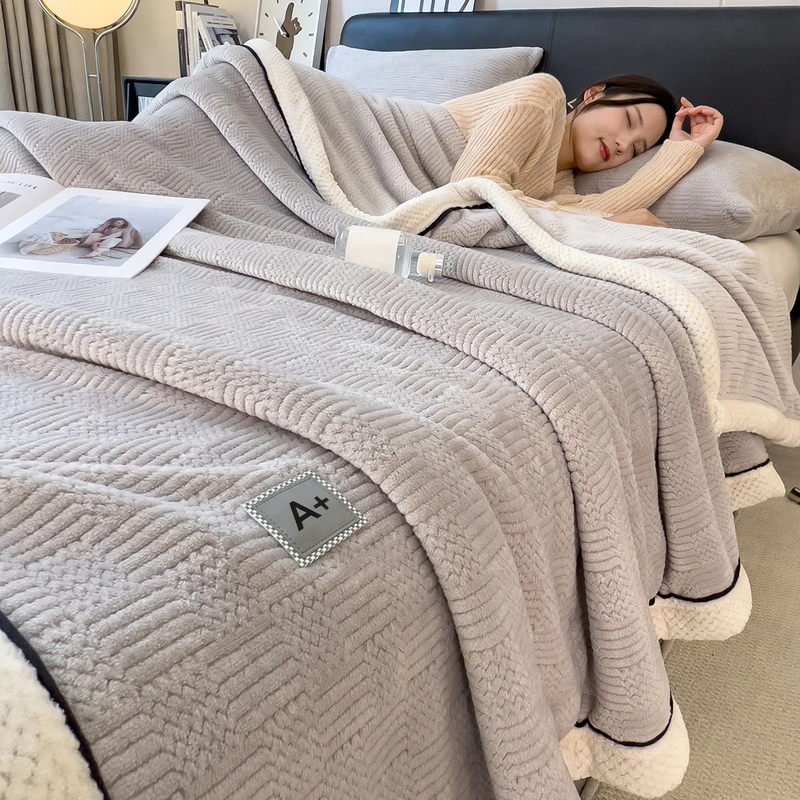 Doppellagige Milchfaser-Fleece-Decke, kuschelig und warm