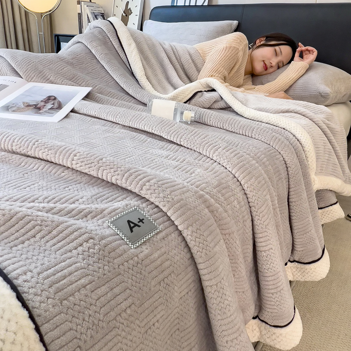 Doppellagige Milchfaser-Fleece-Decke, kuschelig und warm