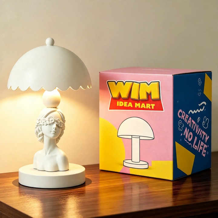 Moderne Kunstlampe mit Augenmotiv und Farbwechsel