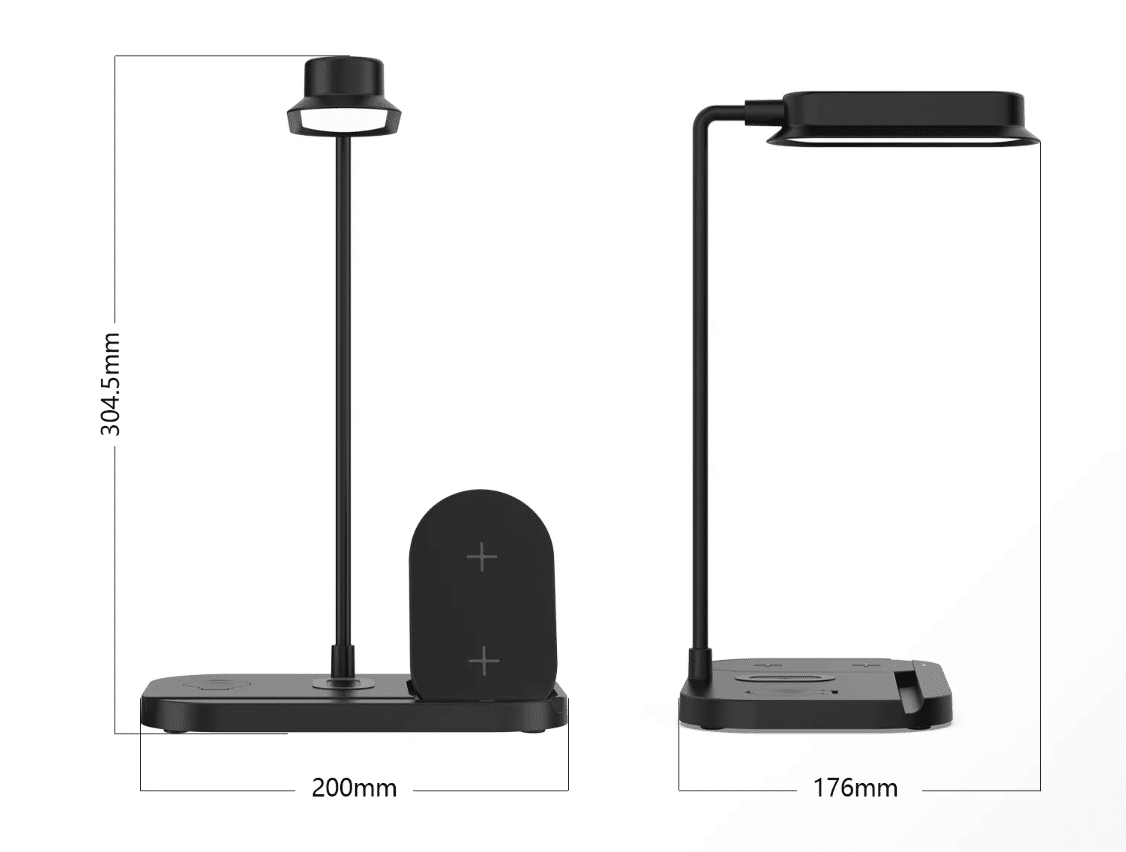 LED-Tischlampe mit Dimmer und kabellosem Ladegerät für Smartphones (4-in-1) | Karnz