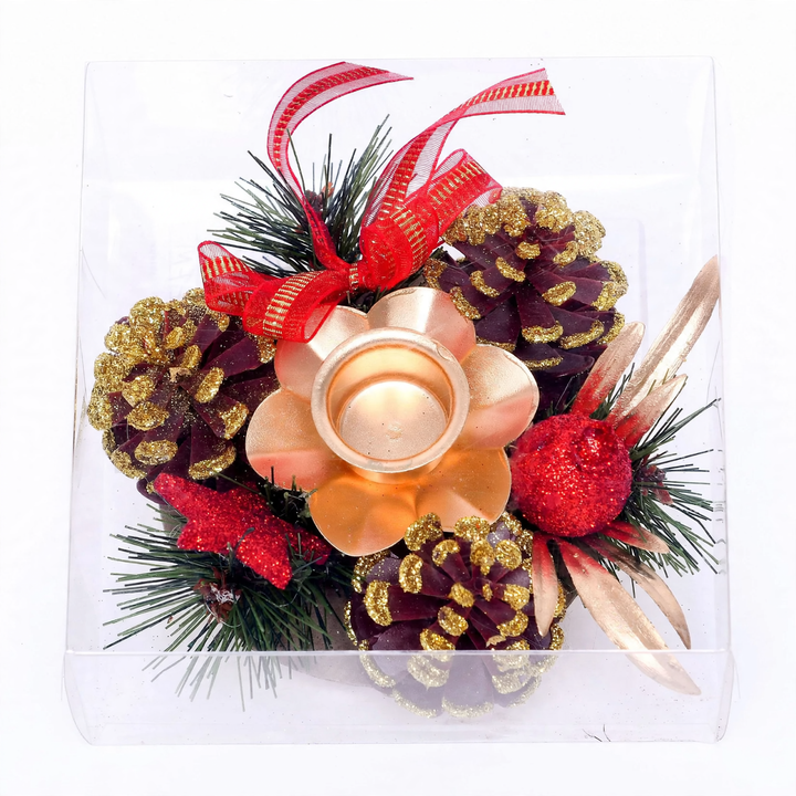 Weihnachtlicher Kerzenkranz mit Tannenzapfen 12 cm