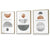 Kupfer und Grau Abstraktes geometrisches Mid-Century-Design, 3-teiliges gerahmtes Wandbild-Set