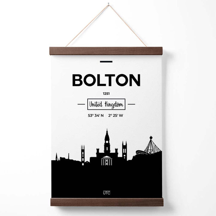Bolton Schwarz-Weiß-Stadtbildposter mit Aufhänger