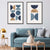 Set mit 2 Kunstdrucken im geometrischen Mid-Century-Stil in Blau und Gold