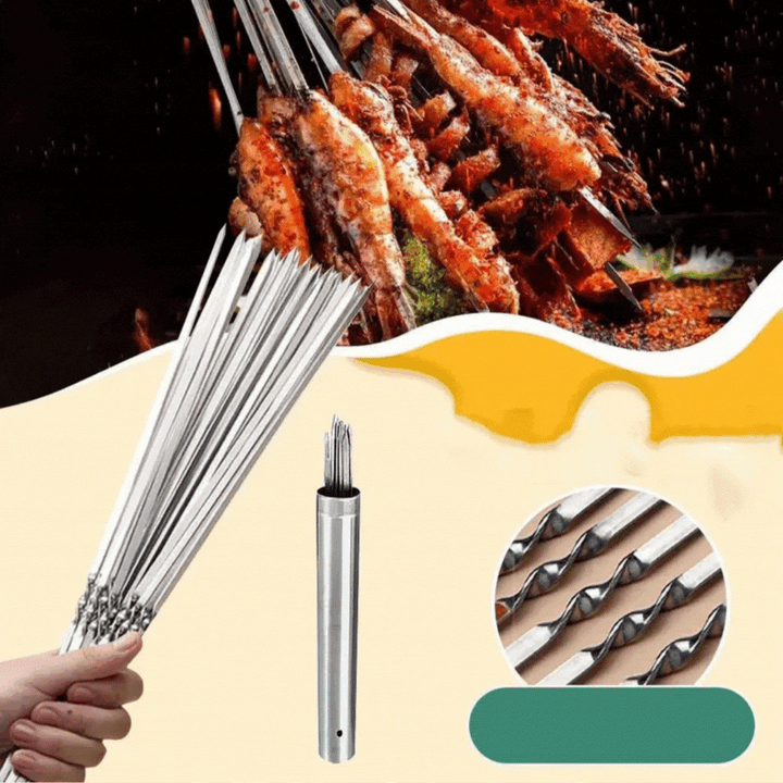 Grillbesteck aus Edelstahl, Grillspieße, 10-teilig