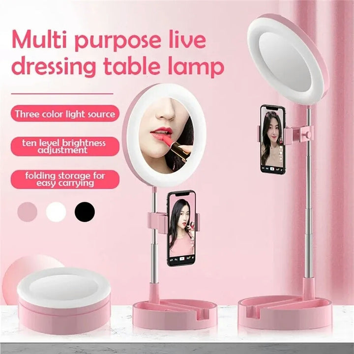 Selfie-Ringleuchte mit Makeup-Spiegel & Telefonhalter Kit Karnz