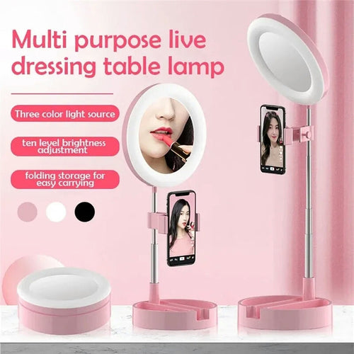 Selfie-Ringleuchte mit Makeup-Spiegel & Telefonhalter Kit Karnz