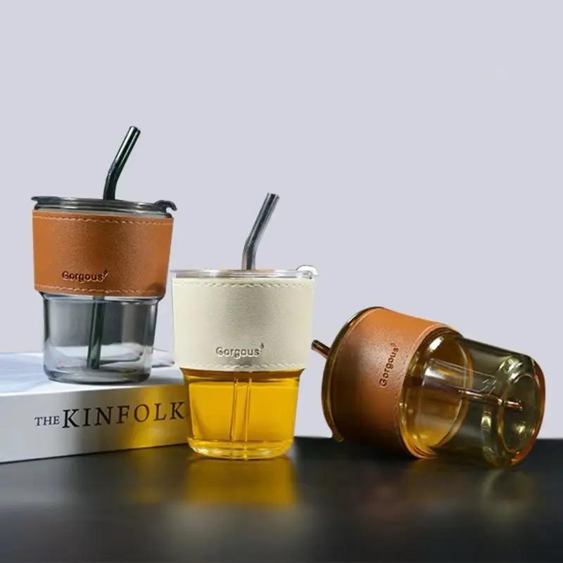 Trinkglas mit Strohhalm & Deckel 400ML Karnz