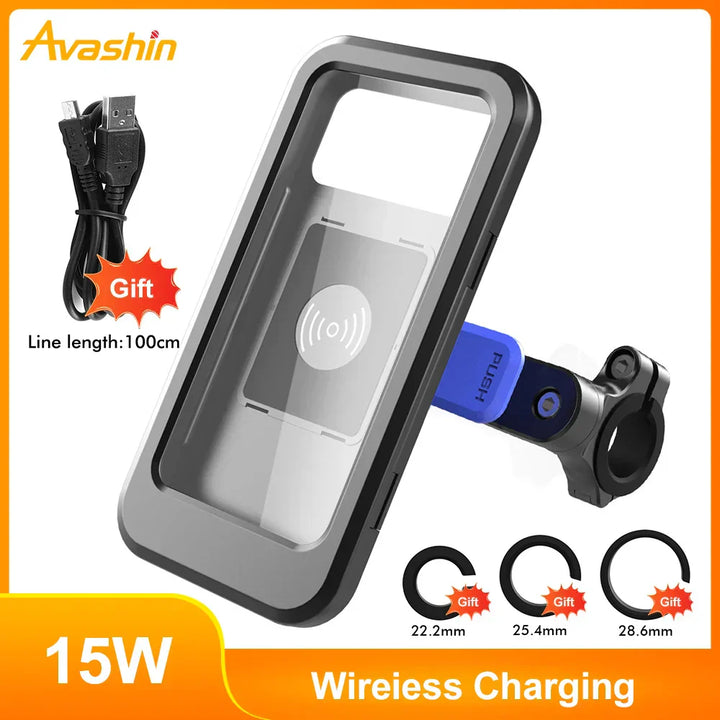 RideCharge Pro – Wasserdichter Handyhalter mit USB und 15W kabellosem Laden für Bike und E-Bike | Karnz