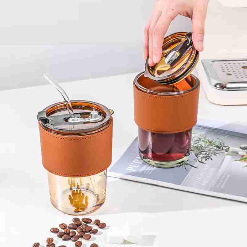 Eleganter und wiederverwendbarer Kaffeebecher (450ml) Glasbecher Karnz