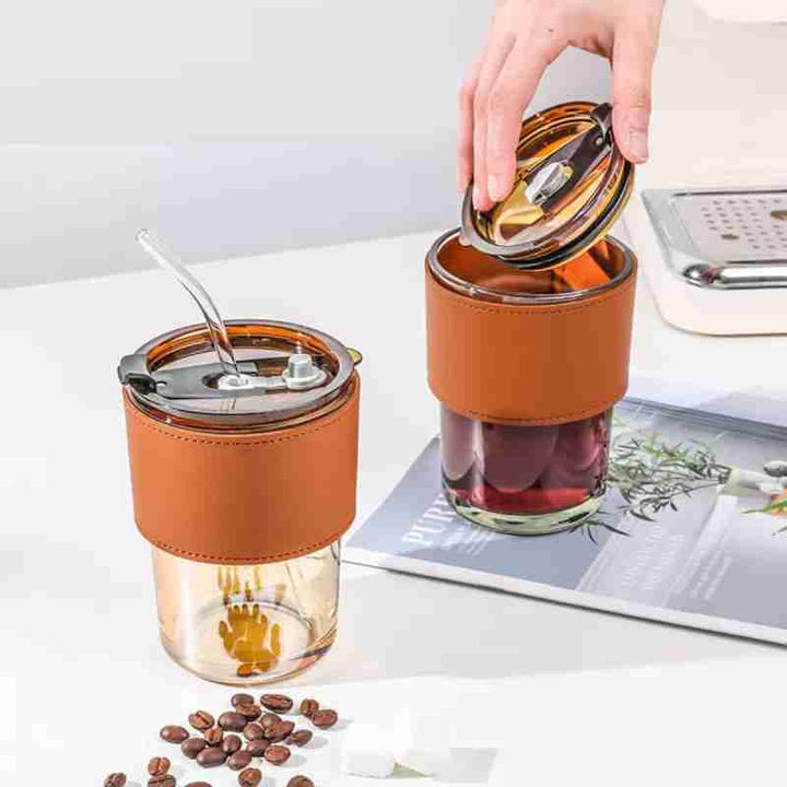 Eleganter und wiederverwendbarer Kaffeebecher (450ml) Glasbecher Karnz