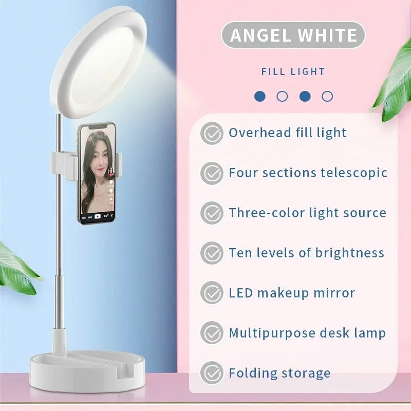 Selfie-Ringleuchte mit Makeup-Spiegel & Telefonhalter Kit Karnz