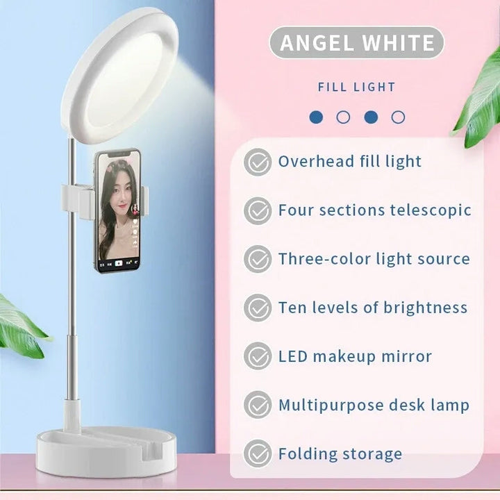 Selfie-Ringleuchte mit Makeup-Spiegel & Telefonhalter Kit Karnz