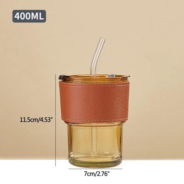 Trinkglas mit Strohhalm & Deckel 400ML Karnz