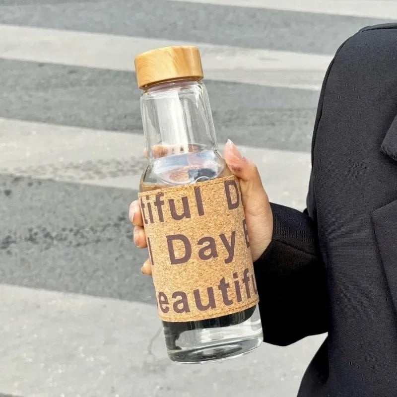 Wasserflasche mit Holzdeckel 550ML Karnz