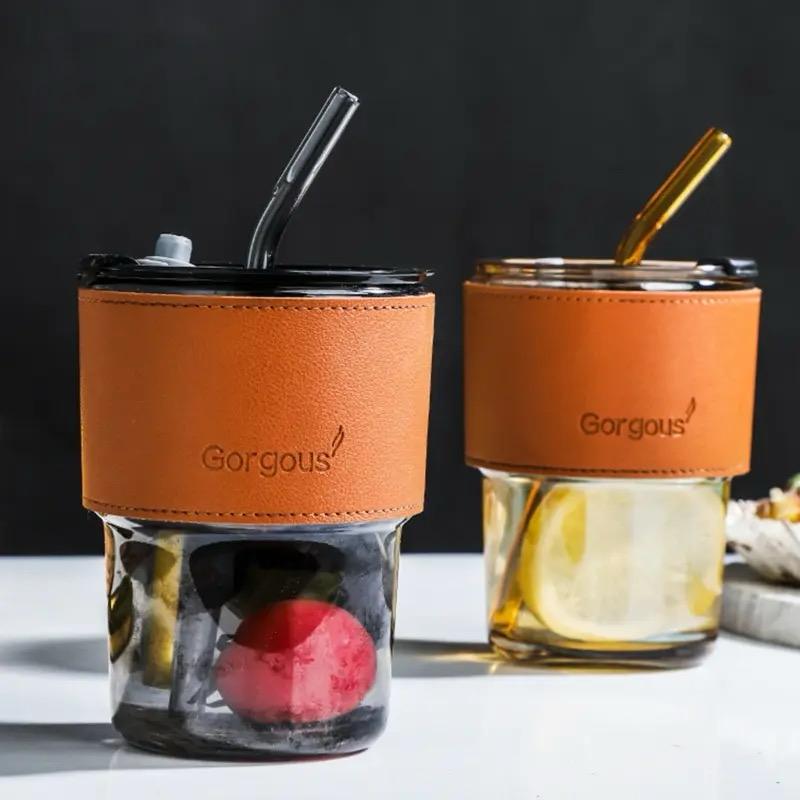Trinkglas mit Strohhalm & Deckel 400ML Karnz