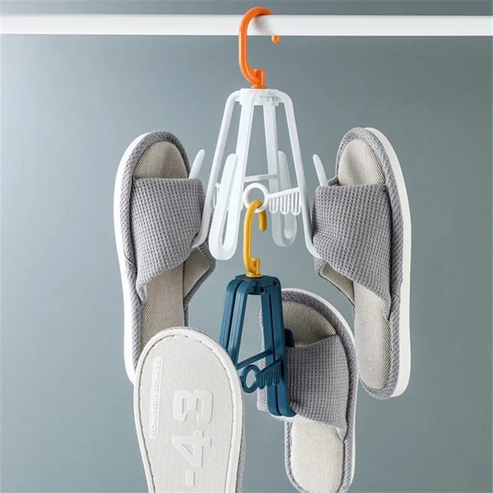 Rotierender Schuh-Trocknungs-Organizer-Hänger mit 4 Haken Karnz