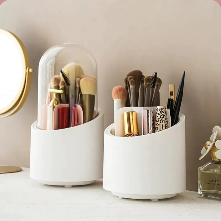 360 Grad drehbare Make-up-Pinselhalter Staubdicht Kosmetikpinsel Aufbewahrungskoffer Make-up-Organizer mit Deckel Karnz