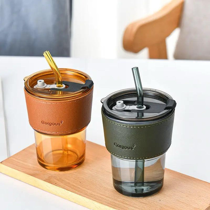 Trinkglas mit Strohhalm & Deckel 400ML Karnz