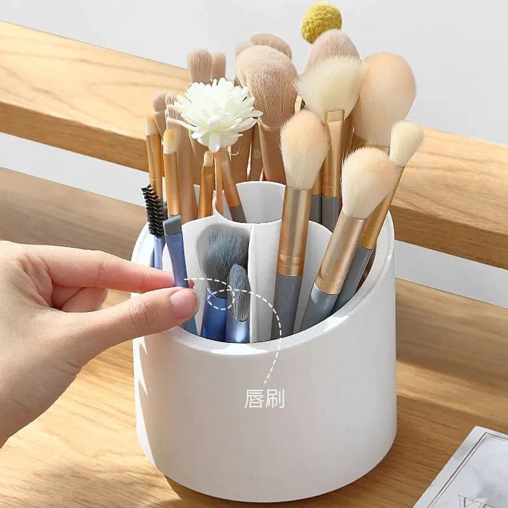 360 Grad drehbare Make-up-Pinselhalter Staubdicht Kosmetikpinsel Aufbewahrungskoffer Make-up-Organizer mit Deckel Karnz