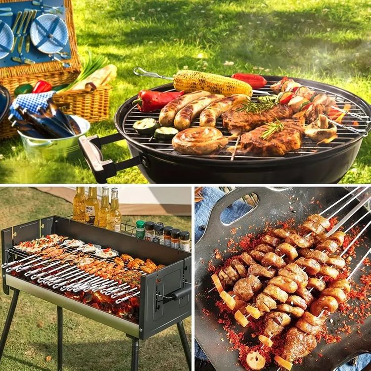 Grillbesteck aus Edelstahl, Grillspieße, 10-teilig