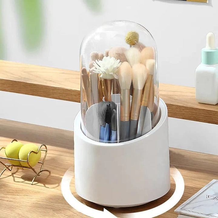360 Grad drehbare Make-up-Pinselhalter Staubdicht Kosmetikpinsel Aufbewahrungskoffer Make-up-Organizer mit Deckel Karnz