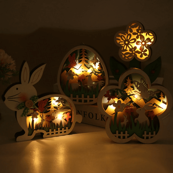 Holz-Osterdekoration mit LED-Licht | Karnz
