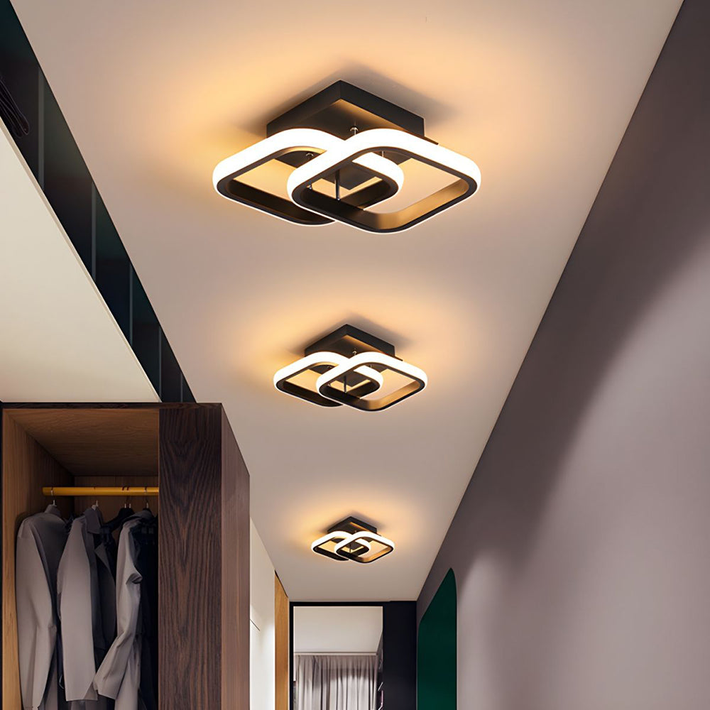 Deckenleuchte mit LED-Beleuchtung, schwarzem Metallrahmen