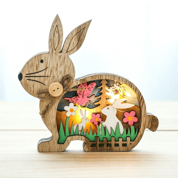 Holz-Osterdekoration mit LED-Licht | Karnz