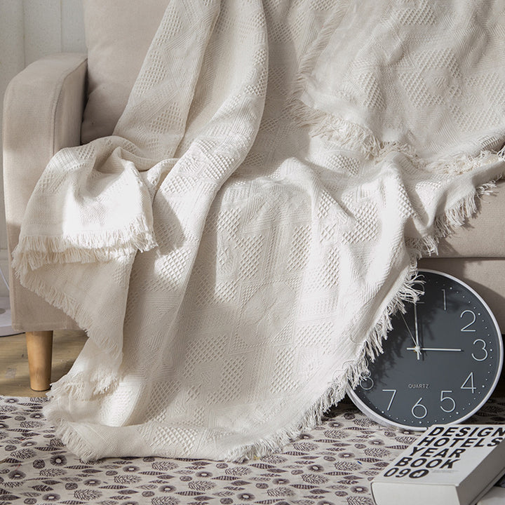 Gemütliche leichte gestrickte Wurfdecke